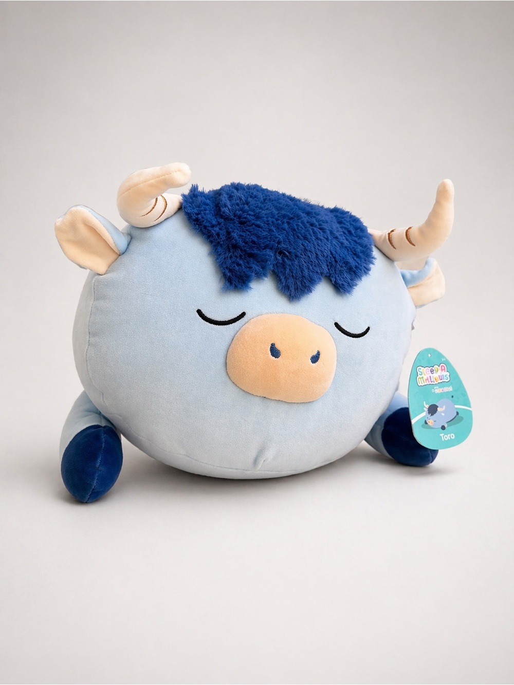 Toro Plush Pillow for Kids - Light Blue with Navy Mane